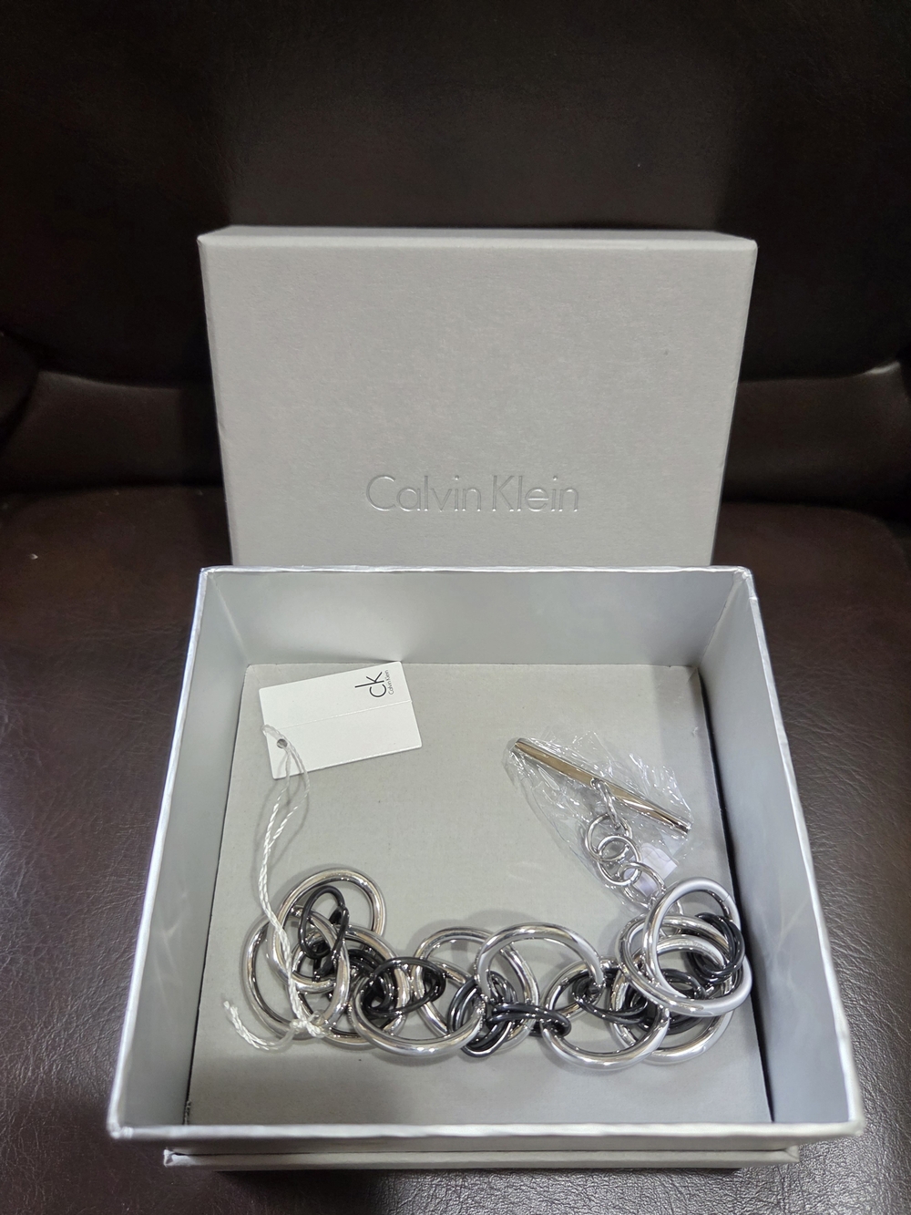 Calvin Klein Silver and Black Bracelet
